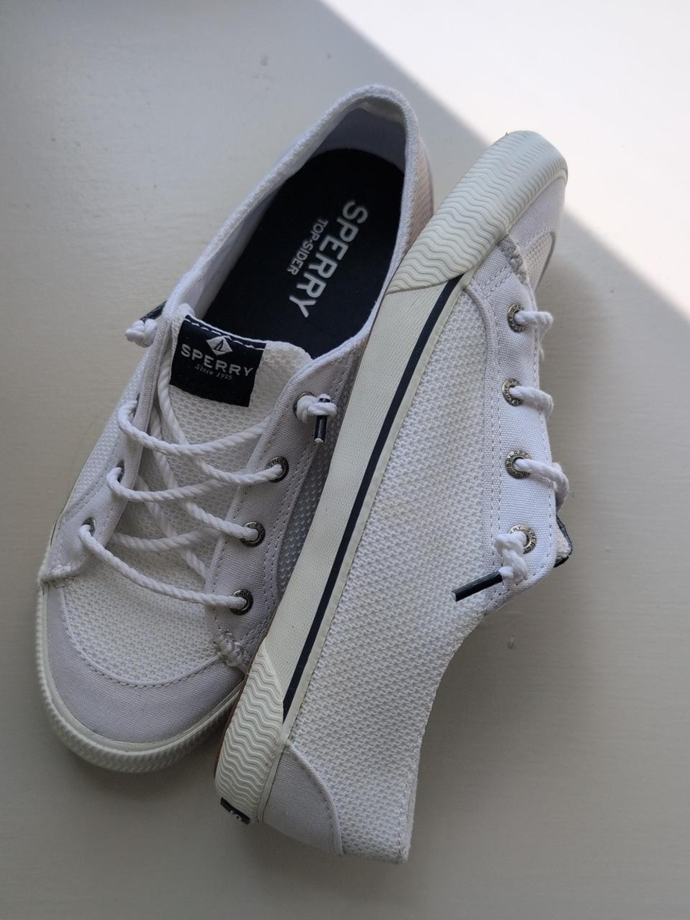 NWT Sperry Top Sider white canvas lace up sneakers #sneakers #canvas